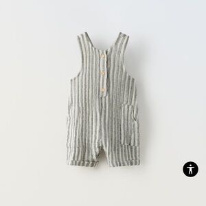 Stripped muslin jump suit
